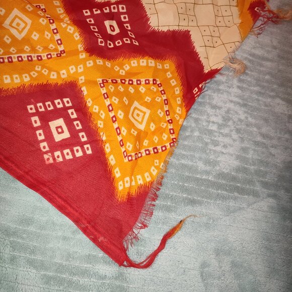 Fire Saree Sari Long Traditional 16 Feet Long Wrap Ethnic India Outfit Vintage - Picture 8 of 12